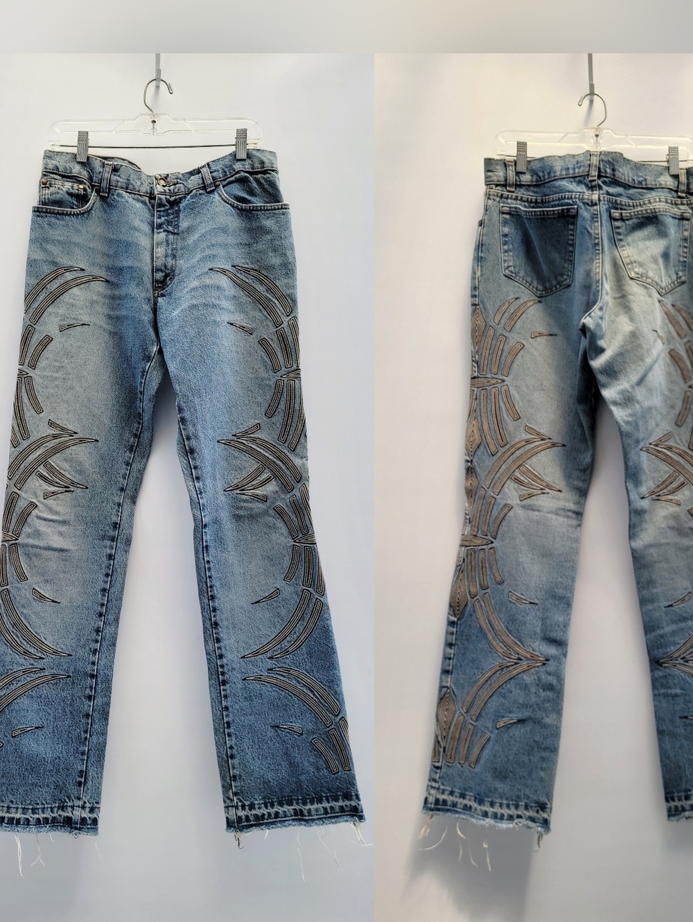 Roberto Cavalli Vintage Y2K Tribal Embroidered Blue Jeans Mens Size Medium W32 - Picture 15 of 16